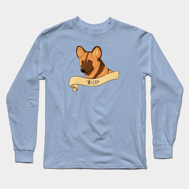 African "Wild" Dog Banner Long Sleeve T-Shirt by TaliDe